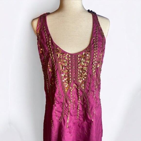 Free People Ella Embellished Slip Dress NWOT Like New Purple Sequin Embroidered - Picture 5 of 11